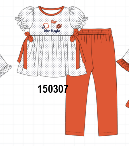 Auburn War Eagle Embroidery Pants Set