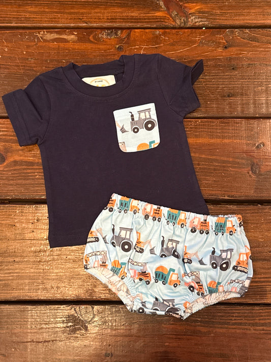 Tractor diaper set