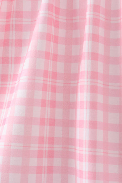 Pink octopus starfish embroidery plaid ruffle shorts set