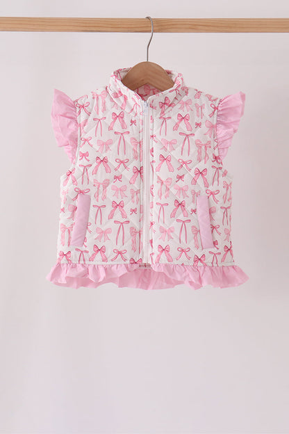 Pink bow ruffle vest
