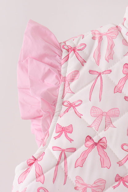 Pink bow ruffle vest