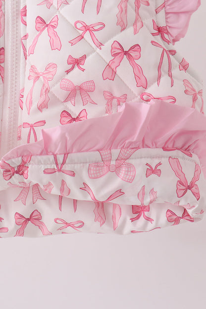 Pink bow ruffle vest