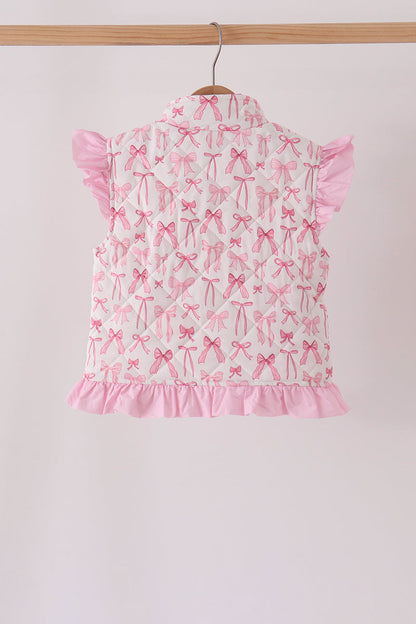 Pink bow ruffle vest