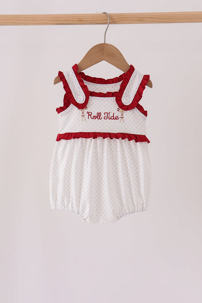 Red Alabama Roll Tide Embroidery Ruffle Bubble