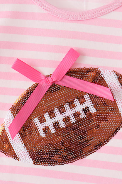 Pink football sequin stripe bloomer set