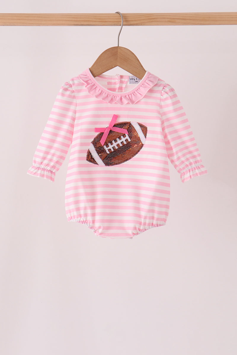 Pink football sequin stripe bubble