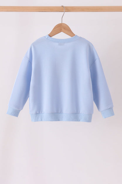 Blue football sequin mom&me top