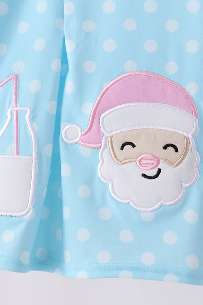Blue Milk Santa Cookies Ruffle Bloomer Set