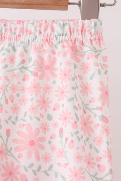Pink floral bow pants set