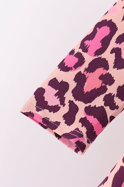 Pink leopard bamboo pants set