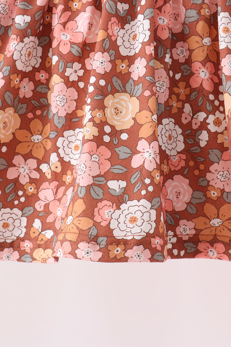 Floral Smocked Lace Pants Set