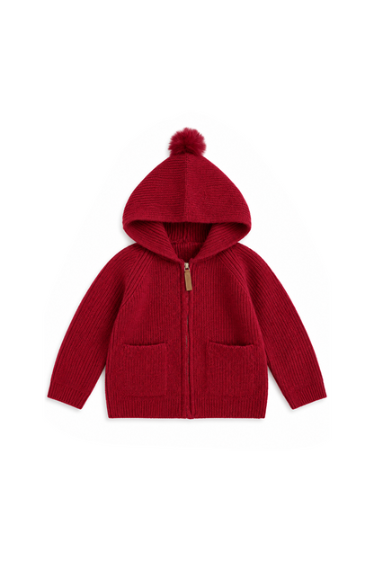 Red zipper cardigan sweater
