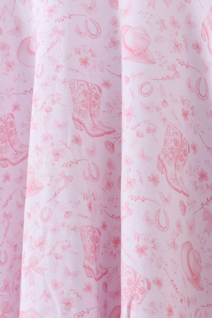 Premium pink boots bamboo dress