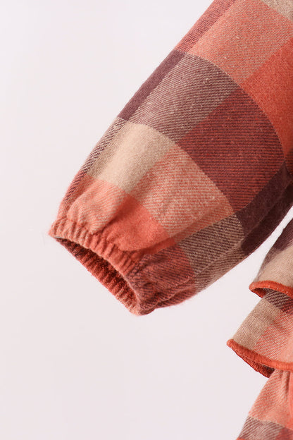 Rust Plaid Ruffle Bubble