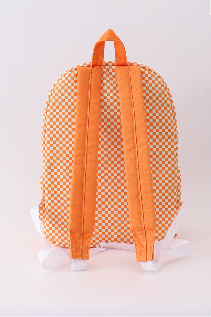 Orange Tennessee embroidery checkered backpack
