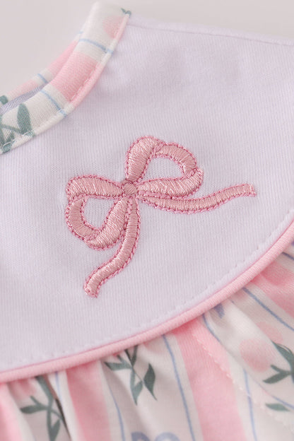 Pink Bow Embroidered Bow Bubble