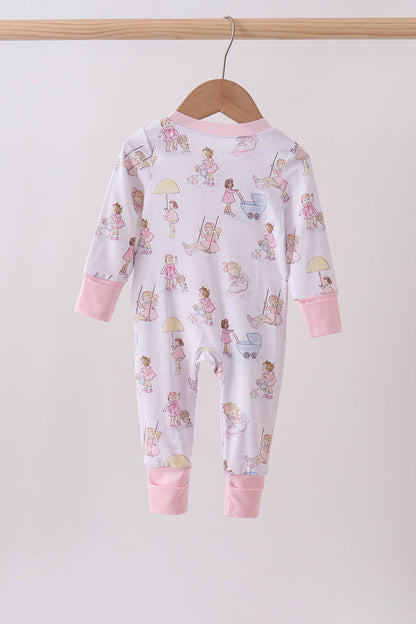Pink all day adventure bamboo romper