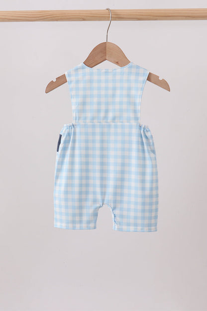 Blue Cow Plaid Embroidered Jon Jon
