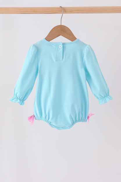 Blue bow french knot ruffle bubble