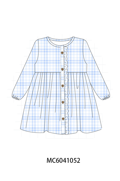 Blue Plaid Ruffle Dress