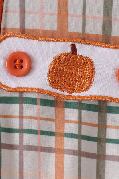 Pumpkin Embroidery Plaid Bubble