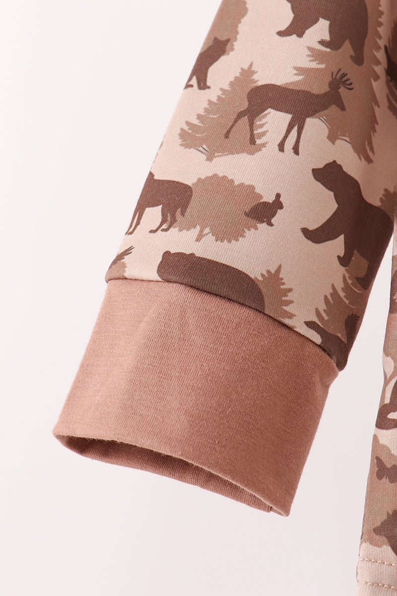 Brown camouflage pocket jogger set
