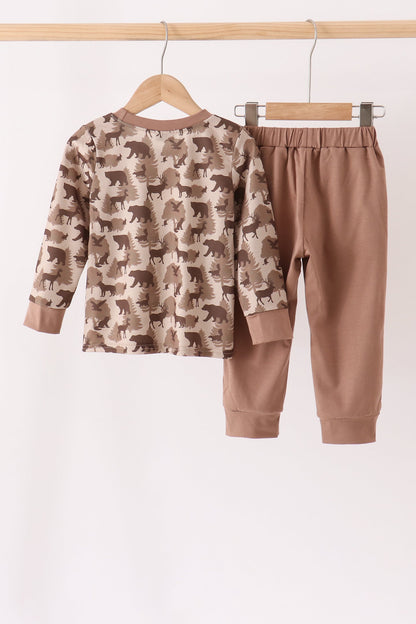 Brown camouflage pocket jogger set