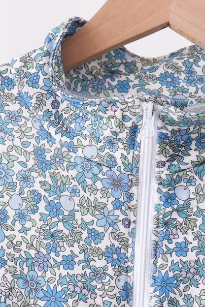 Teal floral print mom&me skorts set