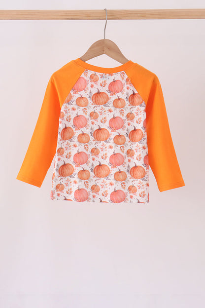 Orange Pumpkin Print Top