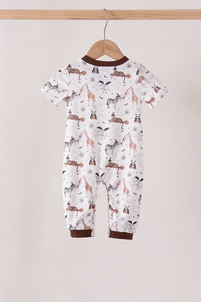 Brown zoo animal romper