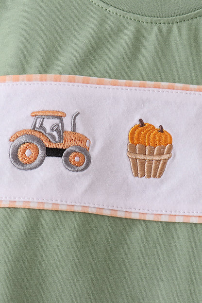 Green farm embroidery pants set