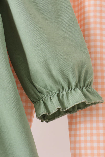 Green farm embroidery ruffle pants set