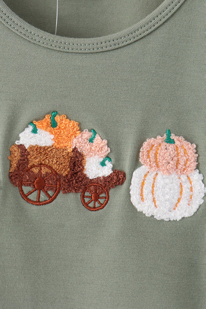 Green pumpkin french knot bloomer set