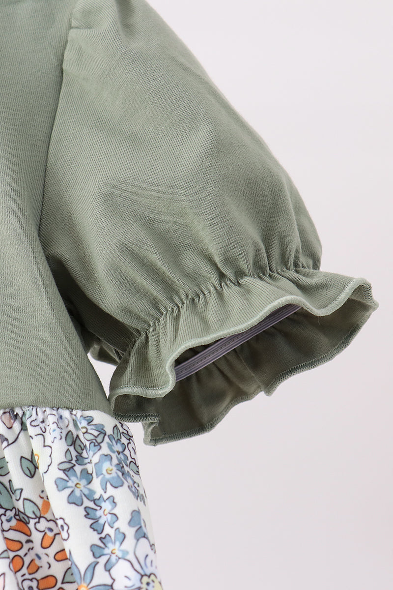 Green pumpkin french knot dress