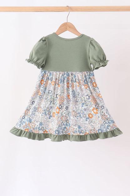 Green pumpkin french knot dress