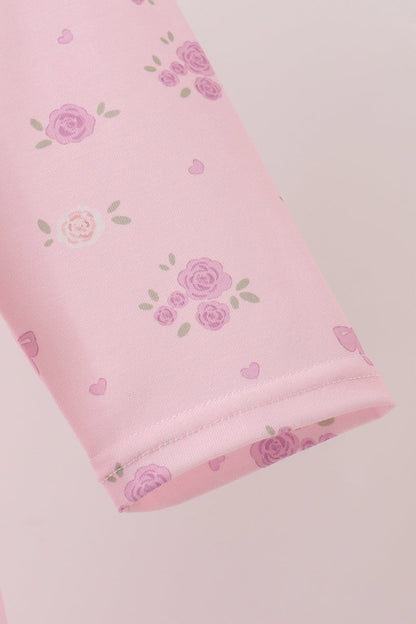 Pink floral bow ruffle dress