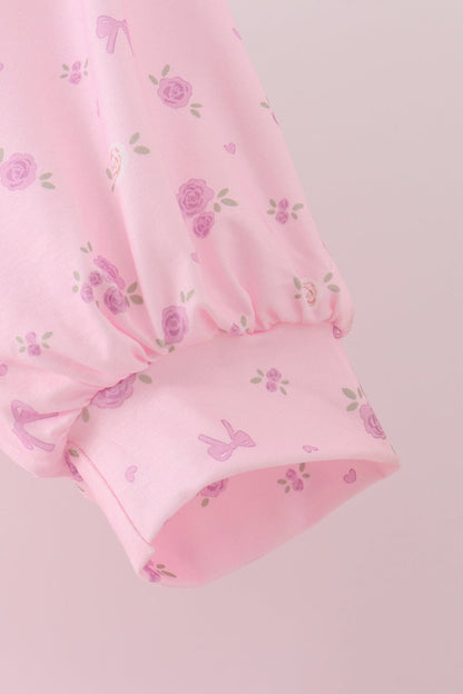 Pink Floral Bow Smocked mom dress