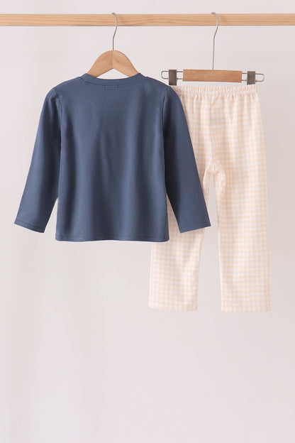Navy sweet as pie embroidery pants Set