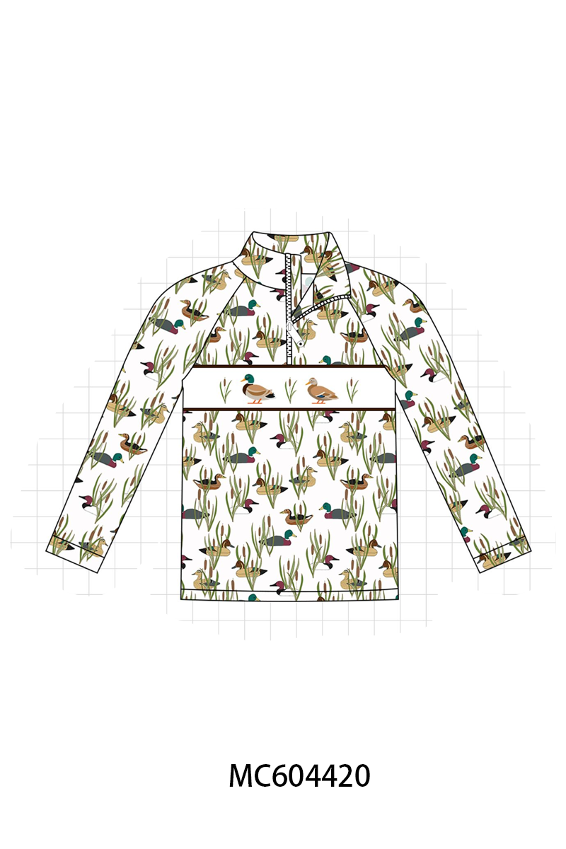 Duck embroidery half-zip pullover