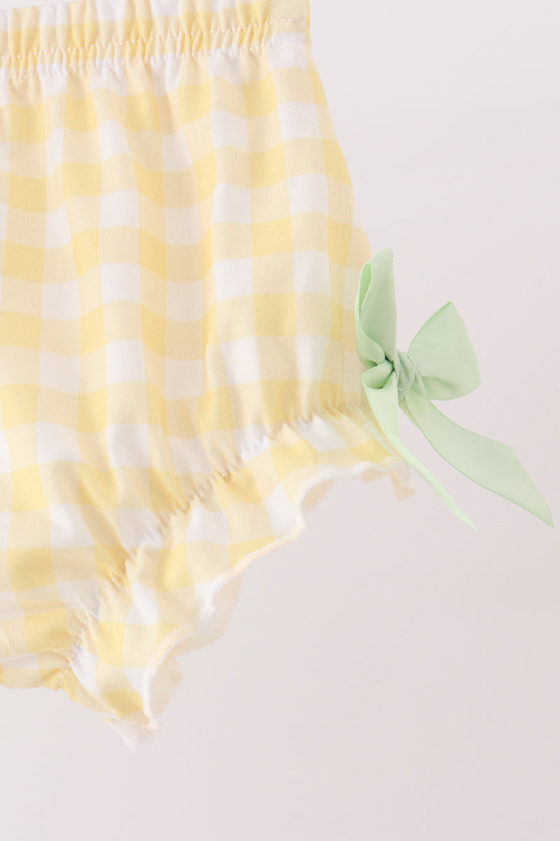 Green Princess Frog Embroidery Ruffle Bloomer Set