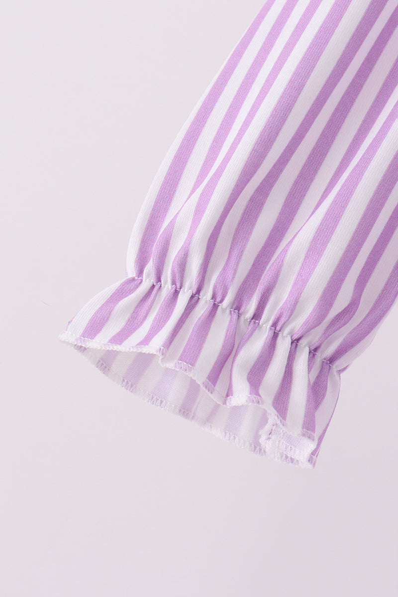 Purple Stripe Frozen Smocked Romper