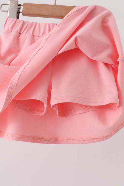 Pink Castle Applique Ruffle Skorts Set
