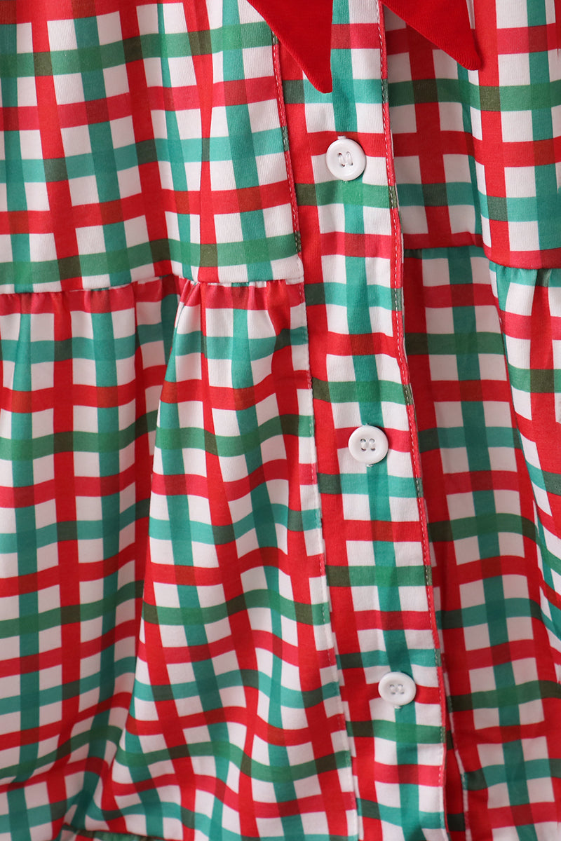 Red Bow Gingham Mom Dress