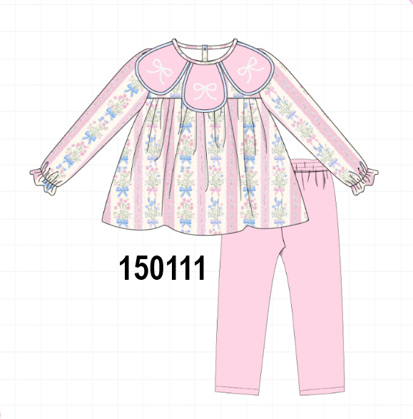 Pink Pearl Bow Floral Set