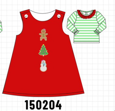 Red Gingerbread Tree Embroidery 2pc Set