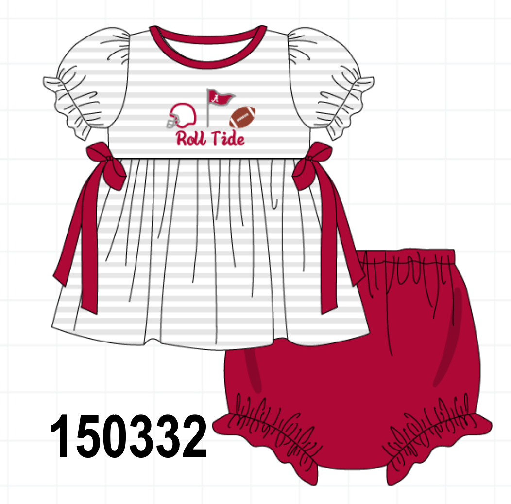 Red Alabama Roll Tide Embroidery Bloomer Set