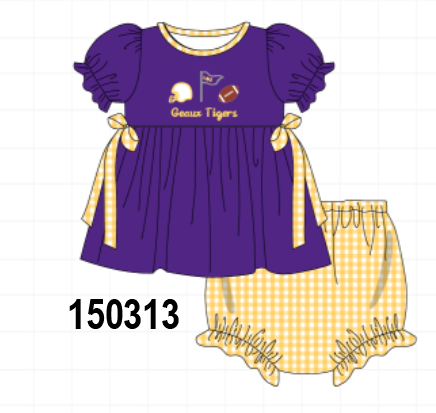 Purple LSU Geaux Tigers Embroidery Bloomer Set